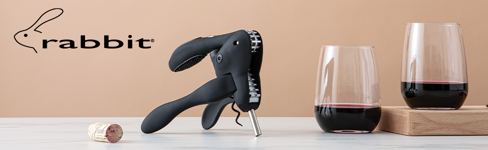 Metrokane Rabbit Wine Pourer with Stopper, Black, W6116N, 1 EA