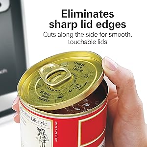 Hamilton Beach Smooth Edge Electric Automatic Can Opener for Kitchen with Easy Push Down Lever, Extra Tall, Includes Stainless Steel Scissors, Black and Chrome (76607)