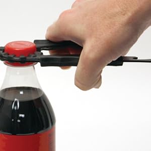 Jokari Multi Bottle Opener for Jars Bottles and Cans 3 in 1 Easy Grip Lid Opener for Weak Hands Twist Caps Pull Tabs Pop Tops and Small Lids Arthritis Aid Manual Kitchen Tool Black