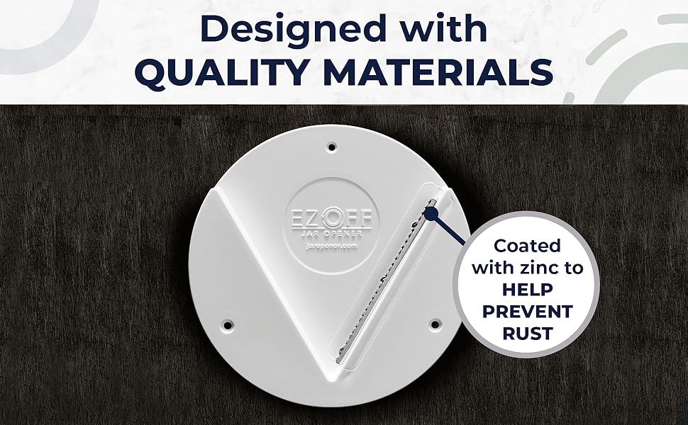 EZ Off Jar Opener for Seniors - Under Cabinet Jar Openers for Weak Hands, Easy Grip, Arthritis jar opener, One Handed Gadgets & Bottle Opener - Essential Kitchen Gadgets for Home Assistance - White