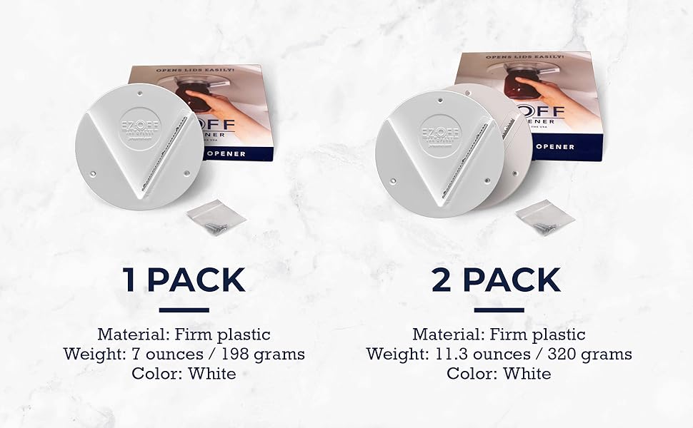 EZ Off Jar Opener for Seniors - Under Cabinet Jar Openers for Weak Hands, Easy Grip, Arthritis jar opener, One Handed Gadgets & Bottle Opener - Essential Kitchen Gadgets for Home Assistance - White