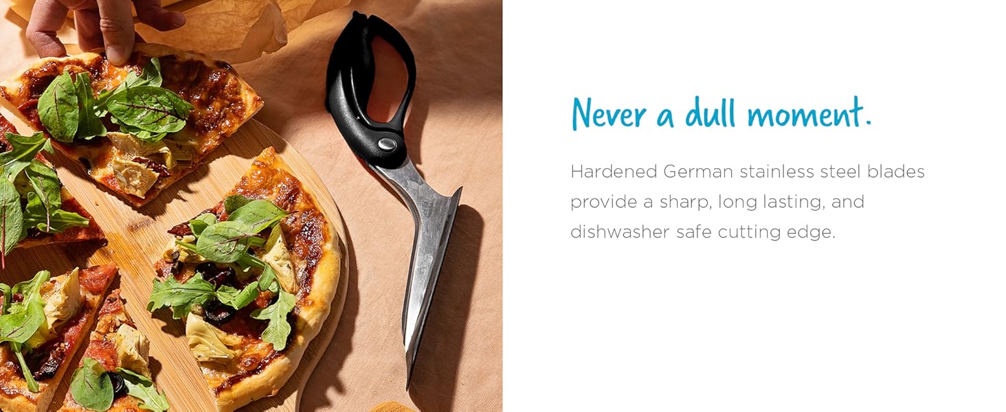Dreamfarm Scizza 2-In-1 Easy Ergonomic Pizza Scissors with Stainless Steel Pizza Cutter Blades & Non-Stick Slice Server - Black