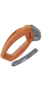 Smith’s JIFF-S 10-Sec Knife & Scissors Sharpener - Right & Left-Handed Scissors - Carbide Blades - Outdoor Sharpener for Pocket, Hunting, Fishing & Kitchen Knives - Handheld Pullover Sharpener