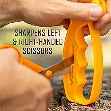 Smith’s JIFF-S 10-Sec Knife & Scissors Sharpener - Right & Left-Handed Scissors - Carbide Blades - Outdoor Sharpener for Pocket, Hunting, Fishing & Kitchen Knives - Handheld Pullover Sharpener