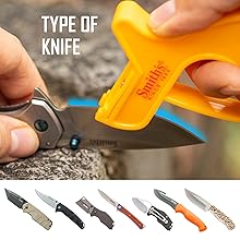 Smith’s JIFF-S 10-Sec Knife & Scissors Sharpener - Right & Left-Handed Scissors - Carbide Blades - Outdoor Sharpener for Pocket, Hunting, Fishing & Kitchen Knives - Handheld Pullover Sharpener