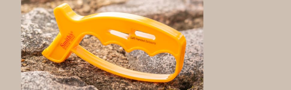 Smith’s JIFF-S 10-Sec Knife & Scissors Sharpener - Right & Left-Handed Scissors - Carbide Blades - Outdoor Sharpener for Pocket, Hunting, Fishing & Kitchen Knives - Handheld Pullover Sharpener