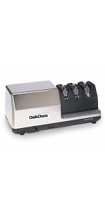 Chef'sChoice Professional Commercial Electric Knife Sharpener Edge Select With 20-Degree Sharpening Module 100-Percent Diamond Abrasives And Precision Angle Guides NSF Approved, 3-Stage, Silver