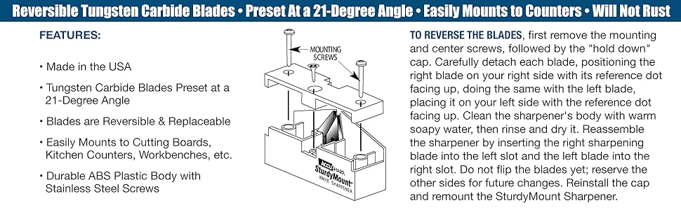 AccuSharp Knife Sharpening Tool for Restoration, Diamond-Honed Tungsten Carbide Blade Sharpener with Sturdy Mount, Helps Revive, Hone, & Restore Kitchen Knives & All Blades
