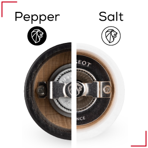 Peugeot Bistro Duo 2/24291 Manual Salt and Pepper Mill Set - Classic Adjustable Grinder, Beechwood, 4inch, Black and White