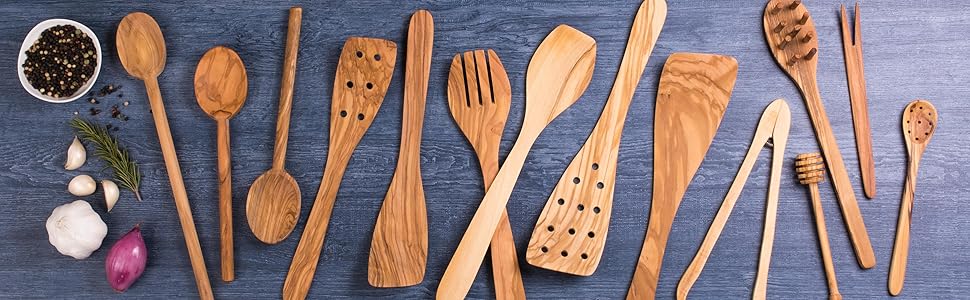 Eddington 50016 Italian Olive Wood Pasta Server, Handcrafted in Europe, Brown, 12-Inches