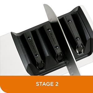 Chef’s Choice Professional Electric Knife Sharpeners for 15- and 20-Degree Straight-Edge and Serrated Knives with Diamond Abrasives & Precision Angle Control, 3-Stage, White
