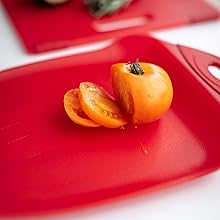 Dexas Chop & Scoop Cutting Board, 9.5 by 13 inches, White with Black Handle