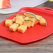 Dexas Chop & Scoop Cutting Board, 9.5 by 13 inches, White with Black Handle