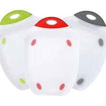 Dexas Chop & Scoop Cutting Board, 9.5 by 13 inches, White with Black Handle