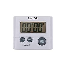 Taylor Digital Timer with 99 Minute 59 Second Display, Easy to Use, White Compact Design for Kitchen Cooking, Baking, and Timing Needs