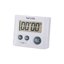 Taylor Digital Timer with 99 Minute 59 Second Display, Easy to Use, White Compact Design for Kitchen Cooking, Baking, and Timing Needs