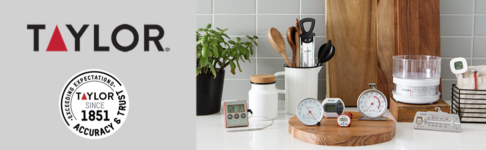 Taylor Digital Timer with 99 Minute 59 Second Display, Easy to Use, White Compact Design for Kitchen Cooking, Baking, and Timing Needs