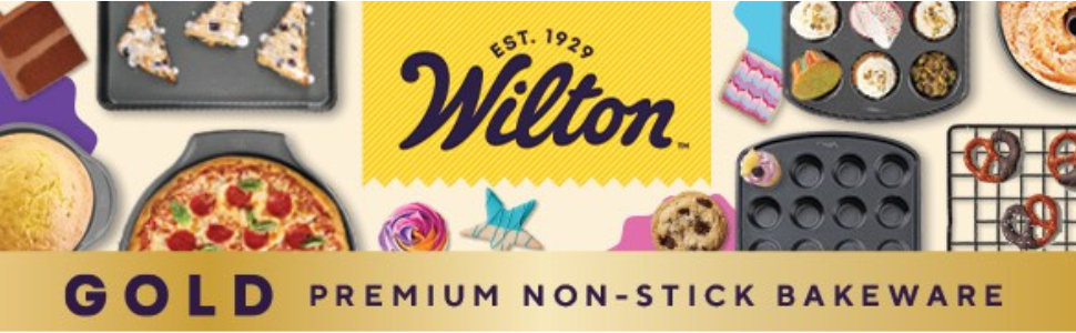 Wilton Gold Non-Stick 12 -Cup Muffin Pan, Cold-Rolled Steel Bakeware, Made without PFAS, 10.5 x 15 x 1.4 in, Packaging May Vary