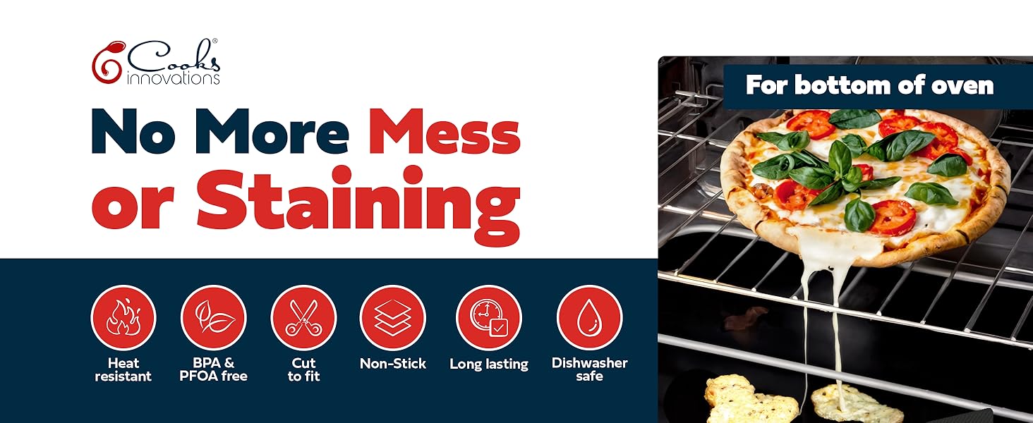 Cooks Innovations Non-Stick Oven Protector Mat - Heavy Duty Nonstick Oven Rack Liners to Protect Convection, Electric, Gas, & Microwave Ovens - BPA & PFOA Free Heat Resistant Baking Mat