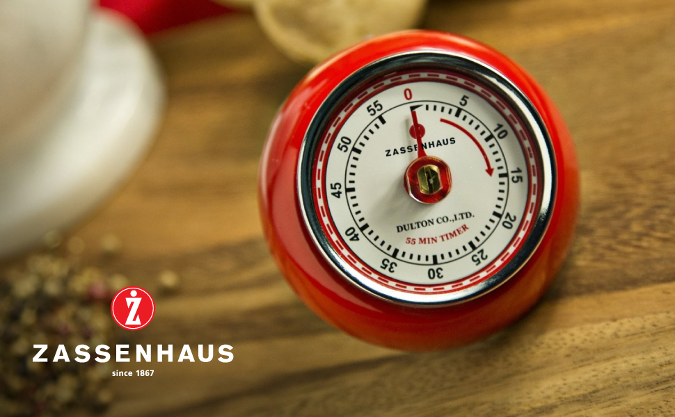 Zassenhaus Magnetic Retro Kitchen Timer, Classic Mechanical Cooking Timer (Black)