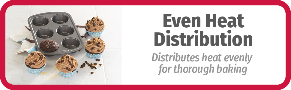 GoodCook Everyday Nonstick Steel Muffin Pan, 6 Cup, Gray