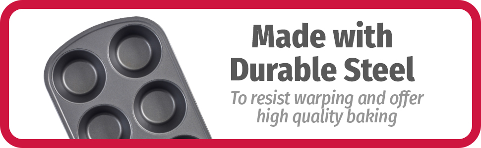 GoodCook Everyday Nonstick Steel Jumbo Texas Muffin Pan, 6-cup, Gray