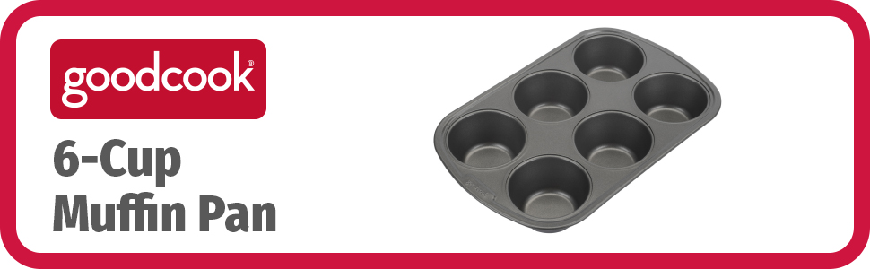 GoodCook Everyday Nonstick Steel Jumbo Texas Muffin Pan, 6-cup, Gray