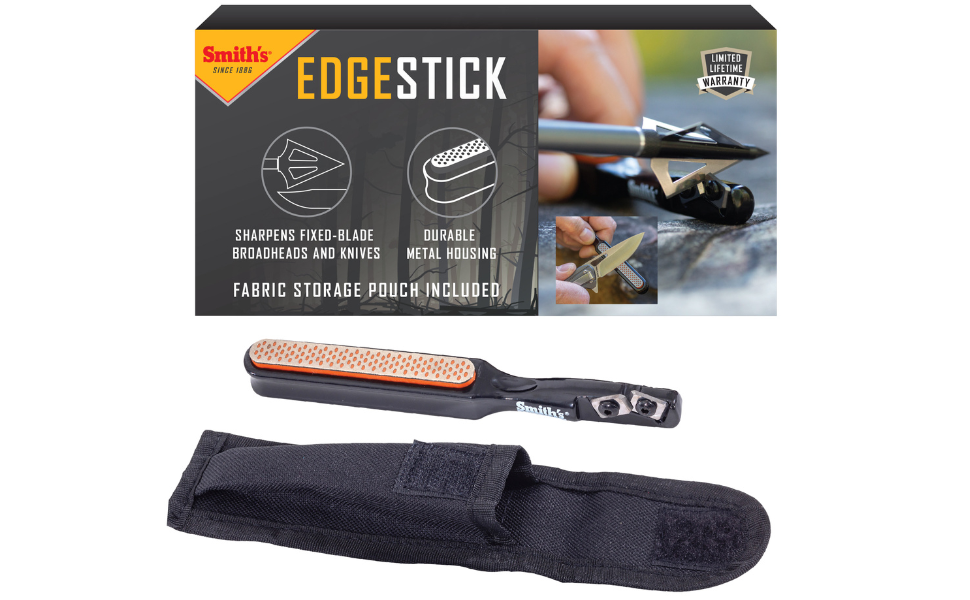 Smith’s 50047 Edgesport Stick Knife & Broadhead Sharpener – Portable Sharpener – Hunting & Archery Tool Sharpener – Carrying Pouch – Carbide & Diamond Stone – Pocket Knife Sharpener