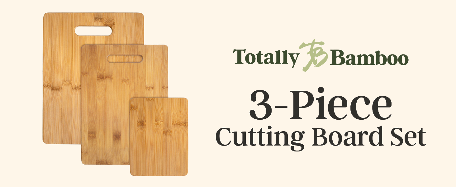 Totally Bamboo Cutting Boards for Kitchen, Set of 3 – Bamboo Wood Cutting Board Set in Large, Medium & Small Sizes