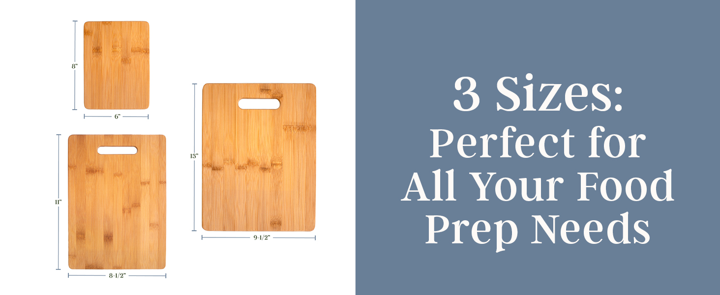 Totally Bamboo Cutting Boards for Kitchen, Set of 3 – Bamboo Wood Cutting Board Set in Large, Medium & Small Sizes