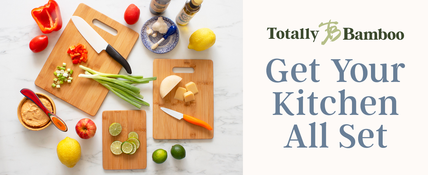 Totally Bamboo Cutting Boards for Kitchen, Set of 3 – Bamboo Wood Cutting Board Set in Large, Medium & Small Sizes