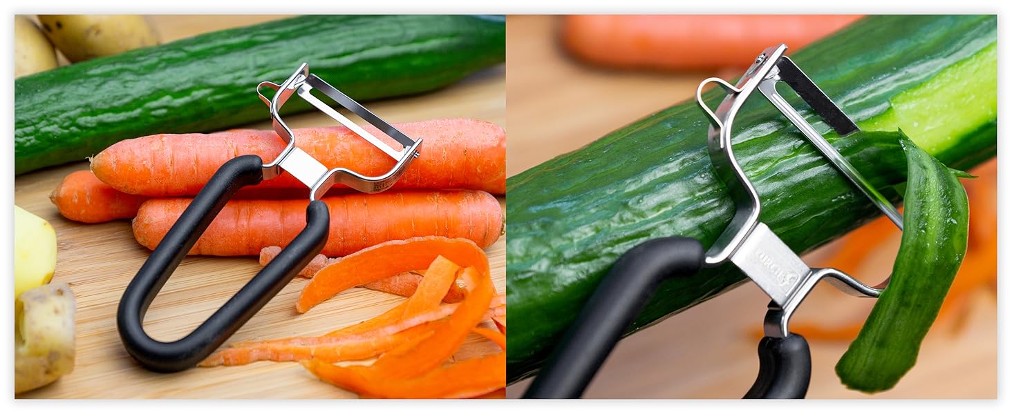 Lurch Germany Universal Ultra Sharp Stainless Steel Vegetable Y Peeler for Potatoes, All Fruits & Veggies | Non-Slip Comfortable Handle | 5.1 x 2.3 Inches / 13 cm x 6 cm - Black
