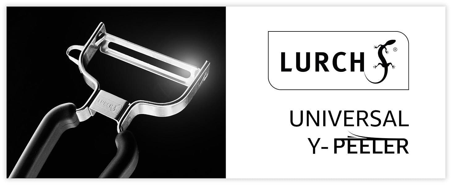 Lurch Germany Universal Ultra Sharp Stainless Steel Vegetable Y Peeler for Potatoes, All Fruits & Veggies | Non-Slip Comfortable Handle | 5.1 x 2.3 Inches / 13 cm x 6 cm - Black