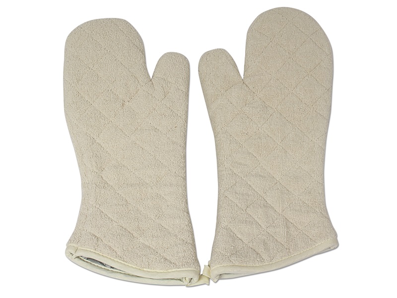Nouvelle Legende Quilted Cotton Terry Oven Mitts for Baking, BBQ, and Cooking Protection, Heat-Resistant Gloves for Kitchen and Grill, Comfortable Grip, Machine Washable, Reusable, 17-Inch, 1 Pair