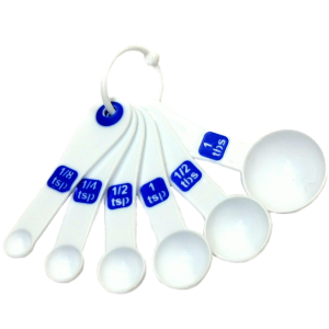 Chef Craft Select Plastic Measuring Spoon Set, 6 piece set, White and Blue