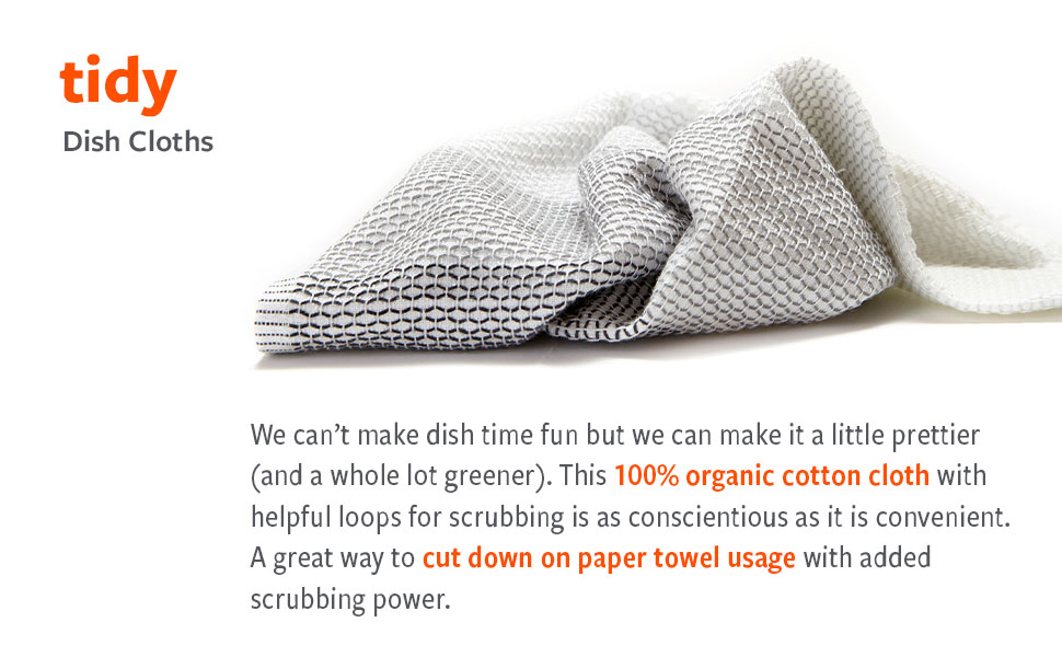 Full Circle Tidy 100% Organic Cotton Dish Cloths - Absorbent, Reusable, Kitchen Towels, Eco-Friendly, Machine Washable - Red
