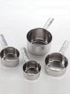 American Metalcraft MCL4 Flat-Handled Stainless Steel Measuring Cup Set - Four Sizes 1/4 1/3 1/2 1 Cup - Durable 200 Series Stainless Steel – For Bakery, Commercial Kitchen, Catering & Foodservice