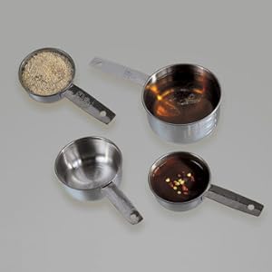 American Metalcraft MCL4 Flat-Handled Stainless Steel Measuring Cup Set - Four Sizes 1/4 1/3 1/2 1 Cup - Durable 200 Series Stainless Steel – For Bakery, Commercial Kitchen, Catering & Foodservice