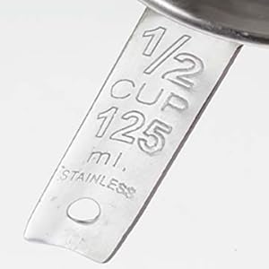 American Metalcraft MCL4 Flat-Handled Stainless Steel Measuring Cup Set - Four Sizes 1/4 1/3 1/2 1 Cup - Durable 200 Series Stainless Steel – For Bakery, Commercial Kitchen, Catering & Foodservice