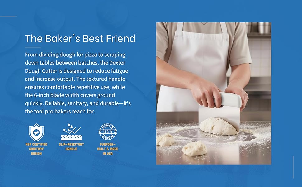 Dexter-Russell 6” x 3” Dough Cutter/Scraper – 19783, High-Carbon Stainless Steel Blade, Textured Polypropylene Handle, NSF Certified, Made in USA – Sani-Safe Series