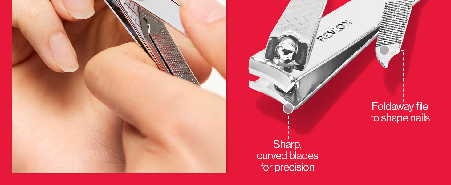 Revlon Nail Clipper With File, Manicure Care Tool With a Curved Blade for an Accurate Trimming and Grooming, Easy to Use (Pack of 1)