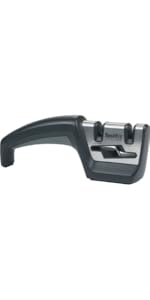 Smith’s 50101 Pull-Thru Knife & Scissor Sharpener – Black/Silver – Pull-Thru Knife Sharpener – Left & Right-Handed Scissor Sharpener – Coarse & Fine Sharpening Slots – Straight & Serrated Blades