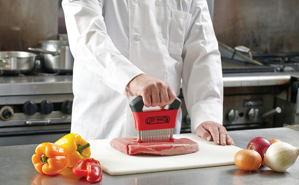 Chef-Master Meat Tenderizer Tool, Stainless Steel Sharp Needle Blade Tenderizer Tool for Beef, Chicken, Turkey, Pork, Fish, Professional Tenderizing Machine Cooking Set,