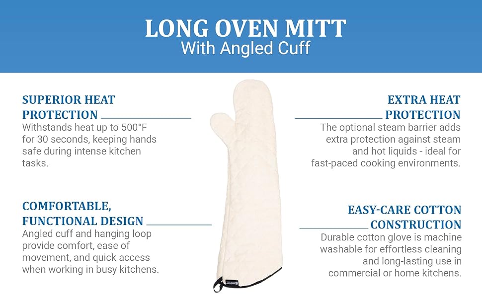 San Jamar Conventional Style Oven Mitt, Heat Resistant Pot Holder Gloves for Cooking and Baking, 24