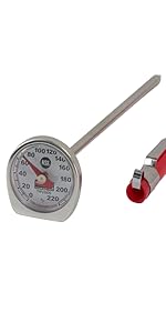 Rubbermaid Commercial Products Food/Meat Instant Read Thermometer, Pocket Size, Dishwasher Safe, Red, For Meat/Food Cooking and Grilling/Oven