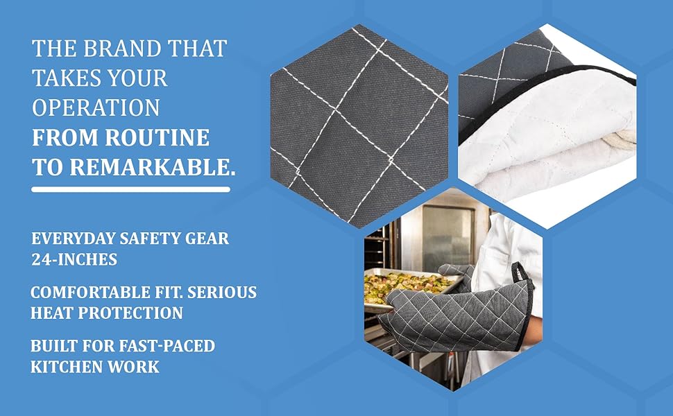 San Jamar 800FG24 BestGuard Commercial Heat Protection Up to 450° F Oven Mitts (Pair), 24