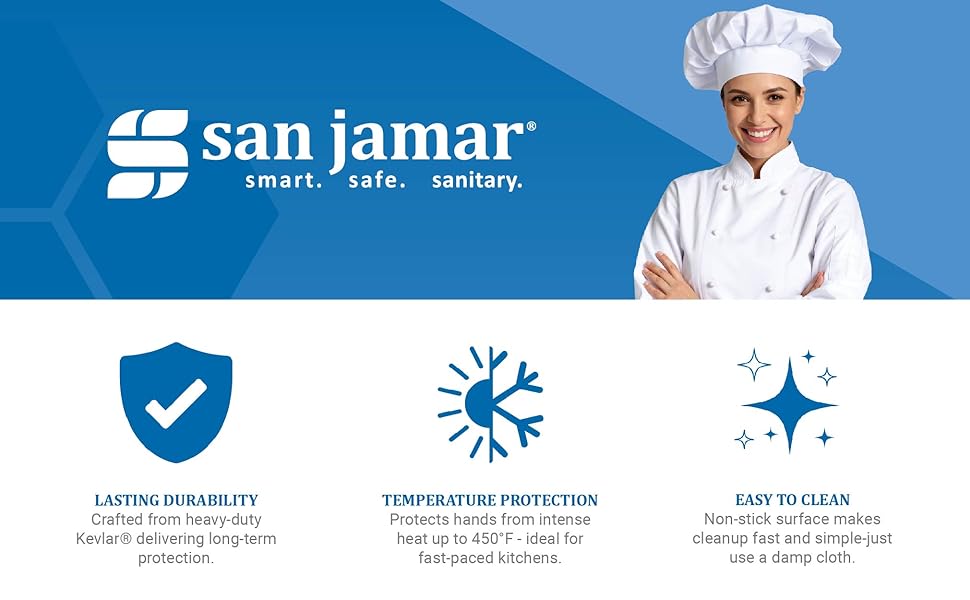 San Jamar 800FG24 BestGuard Commercial Heat Protection Up to 450° F Oven Mitts (Pair), 24