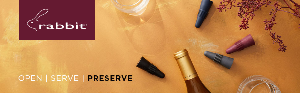 Rabbit W6121 Bottle Stoppers Set of 4, Multicolor Wine Bottle Caps to Preserve Freshness, Stylish and Durable, Perfect for Parties and Gifts