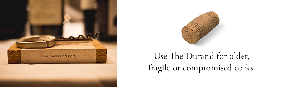 The Durand® two part device to successfully remove older and fragile wine corks whole and intact.