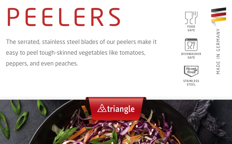 triangle Y-Peeler - 2 in (50 mm) - Stainless Steel Horizontal Straight Blade - Peeler for Hard-Skinned Fruits & Vegetables - Ergonomic Handle - Dishwasher Safe - Made in Germany